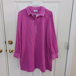 New Vineyard Vines Cord Popover Dress Large Corduroy Dahlia Pink Pockets